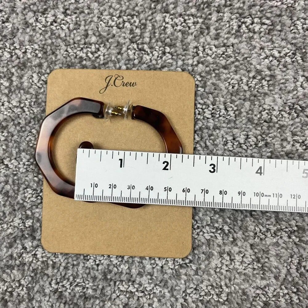 J Crew Brown Tortoise Resin Hoop Earrings Women Jewelry Modern Statement Chunky
